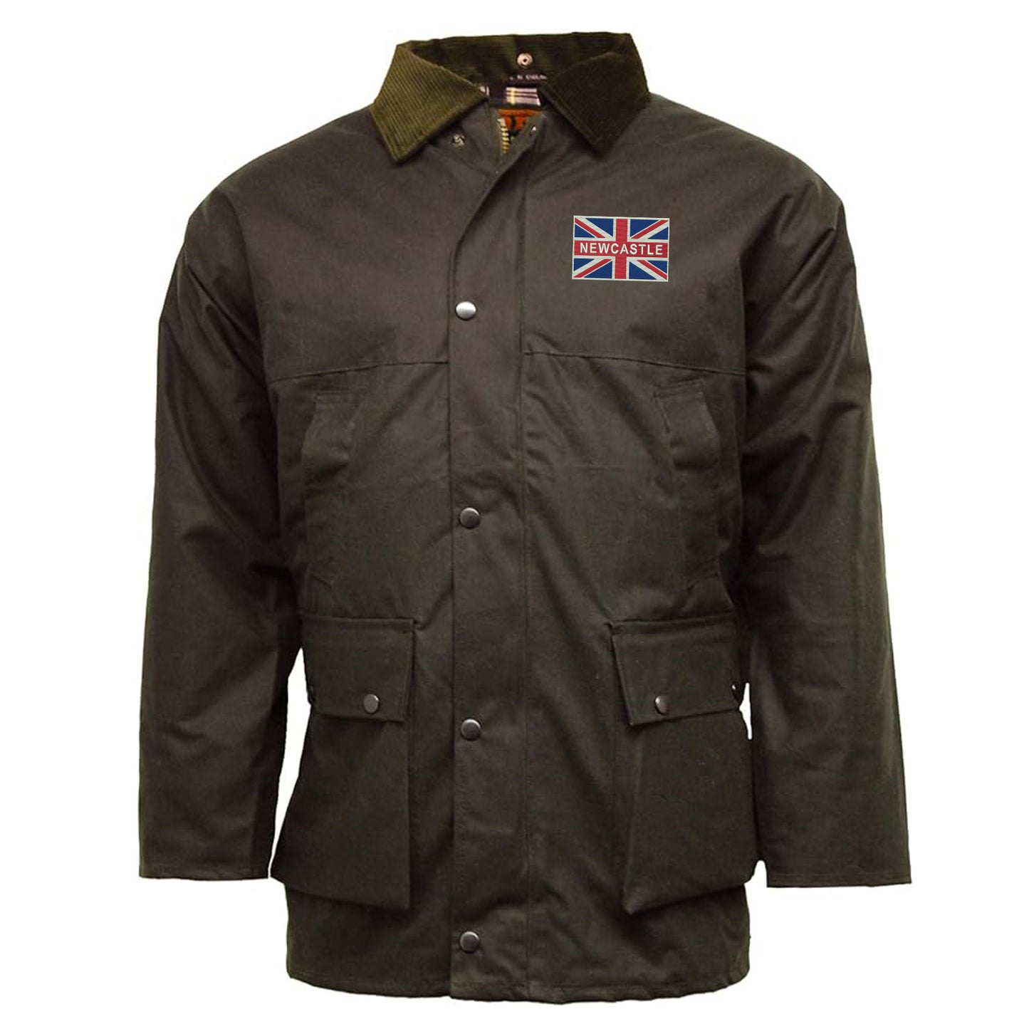Newcastle Coloured Union Jack Flag Embroidered Padded Wax Jacket