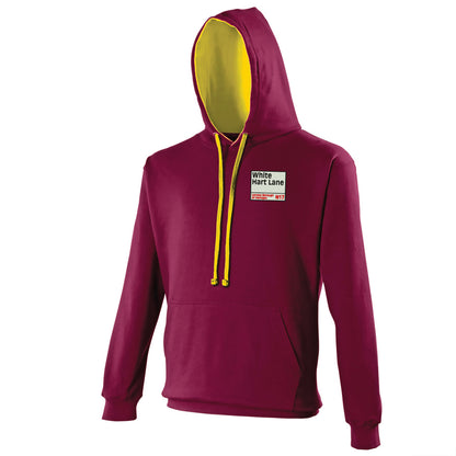 Retro White Hart Lane Contrast Hoodie
