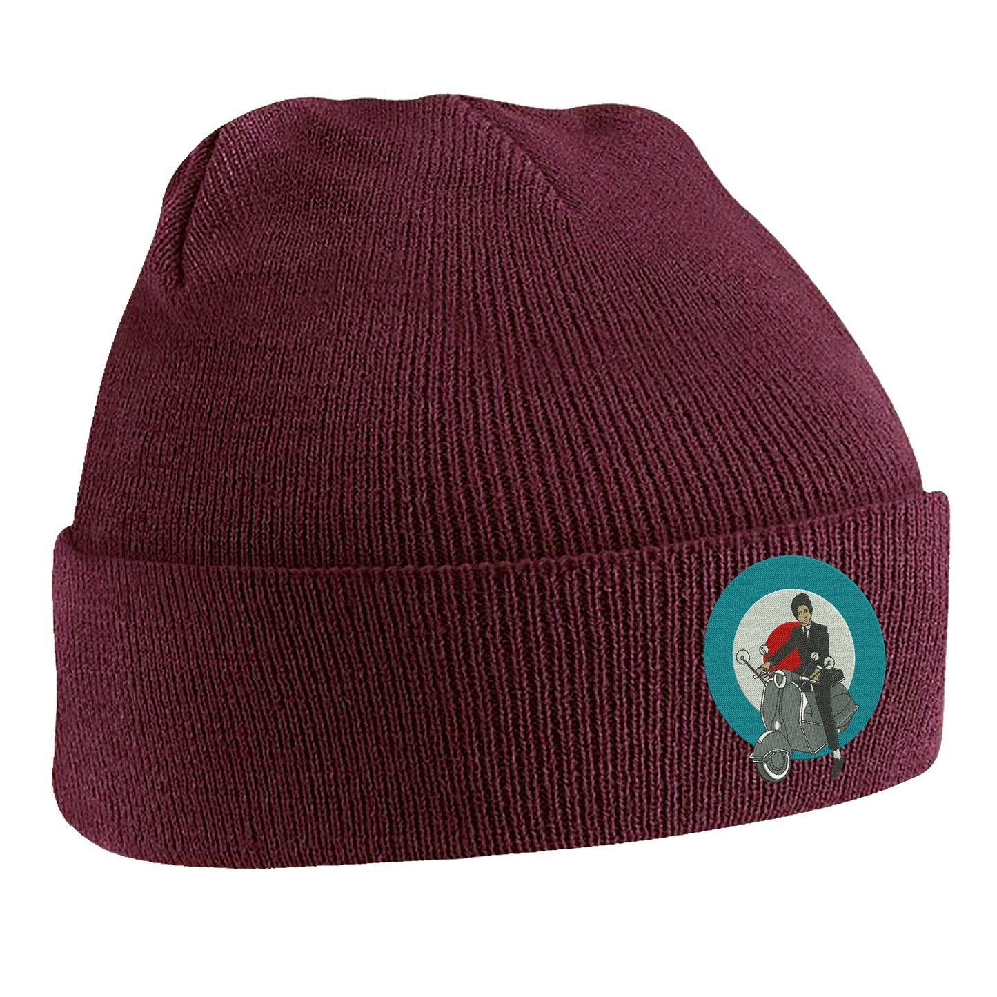 Retro MOD Scooter Embroidered Beanie Hat