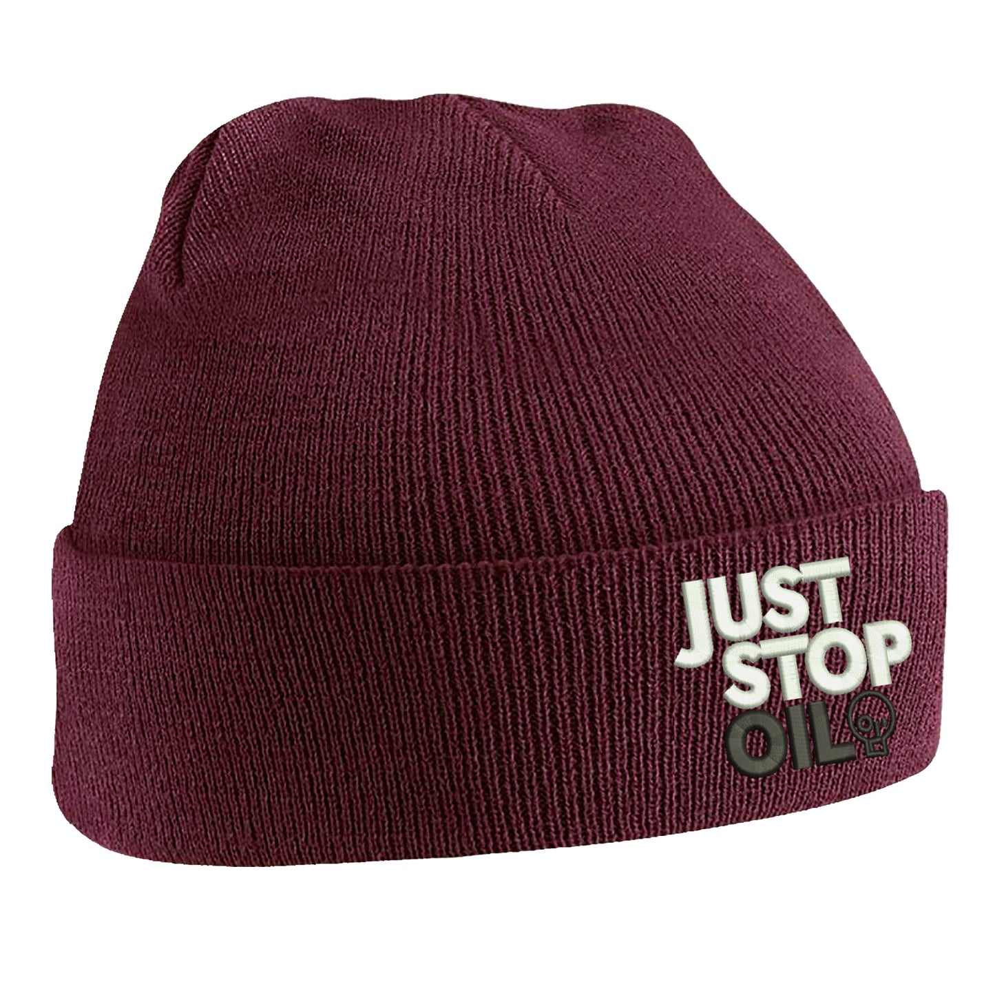 Just Stop Oil Embroidered Beanie Hat