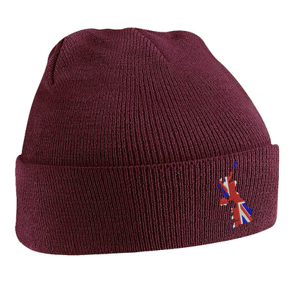 United Kingdom Flag Map Embroidered Beanie Hat