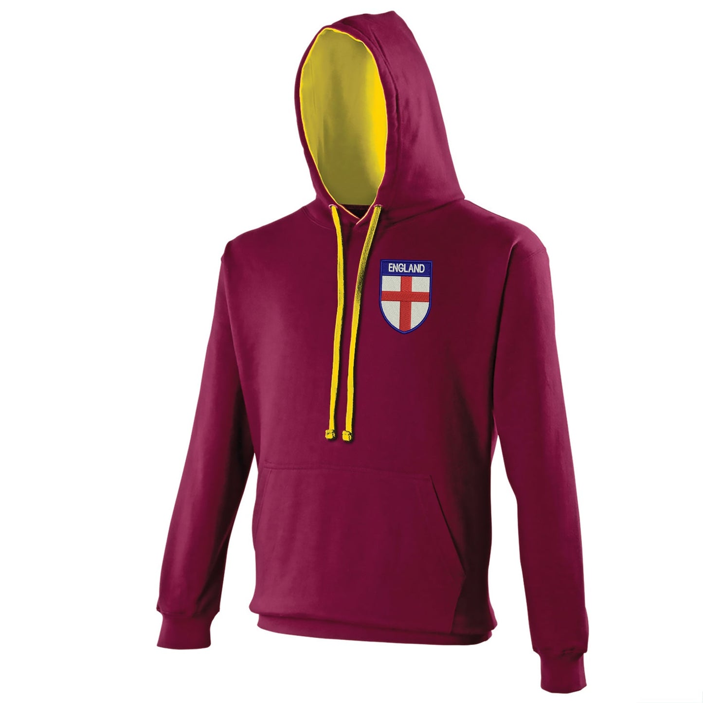 Flag of England Shield Embroidered Contrast Hoodie