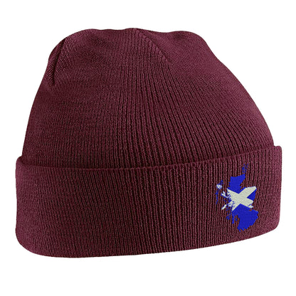 Scotland Flag Map Embroidered Beanie Hat