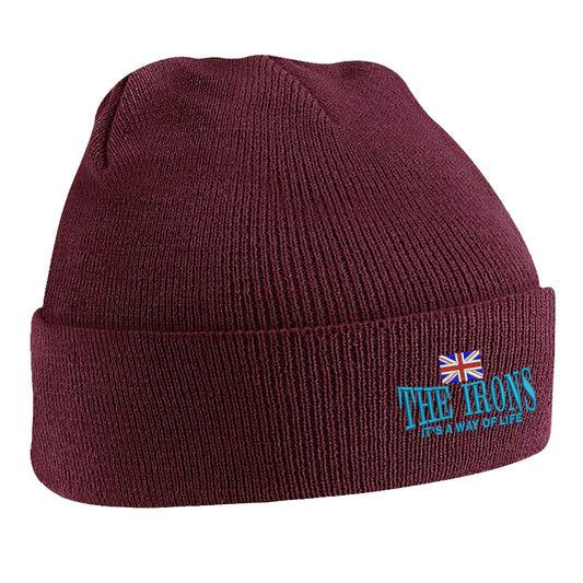 The Irons It's Way of Life Union Jack Embroidered Beanie Hat