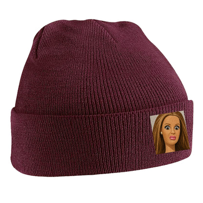 Funny Distressed Doll Face Meme Beanie Hat 