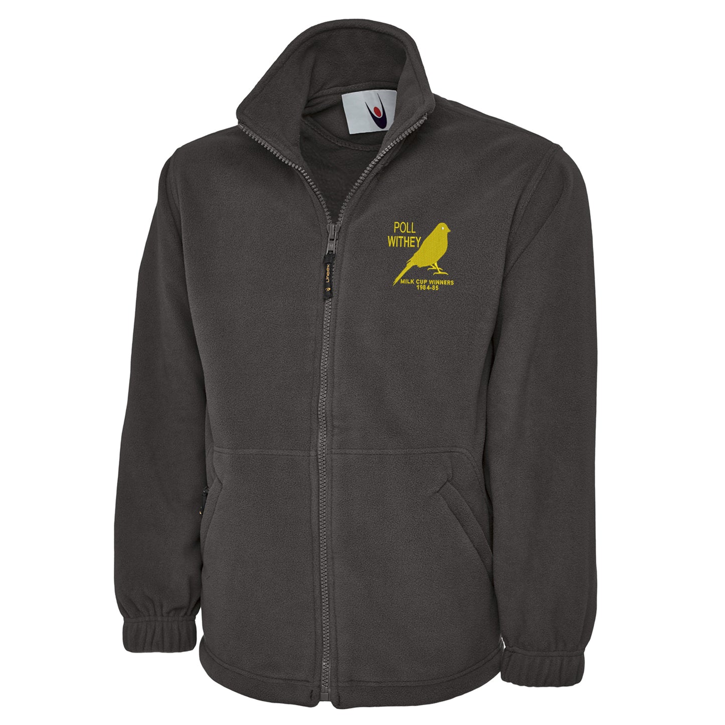 Retro Norwich Milk Cup Winners 1984-85 Embroidered Premium Fleece Jacket