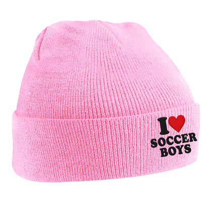 I Love Soccer Boys Beanie Hat