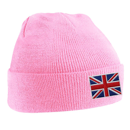 Union Jack Flag Embroidered Beanie Hat