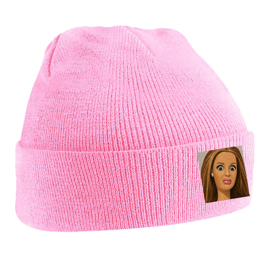 Funny Distressed Doll Face Meme Beanie Hat 