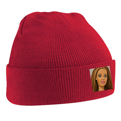 Funny Distressed Doll Face Meme Beanie Hat 