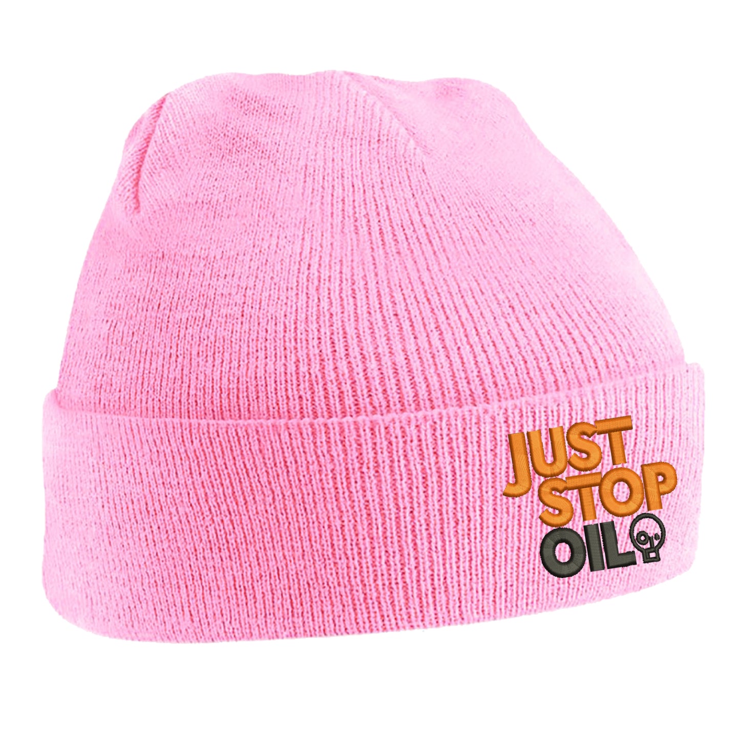 Just Stop Oil Embroidered Beanie Hat