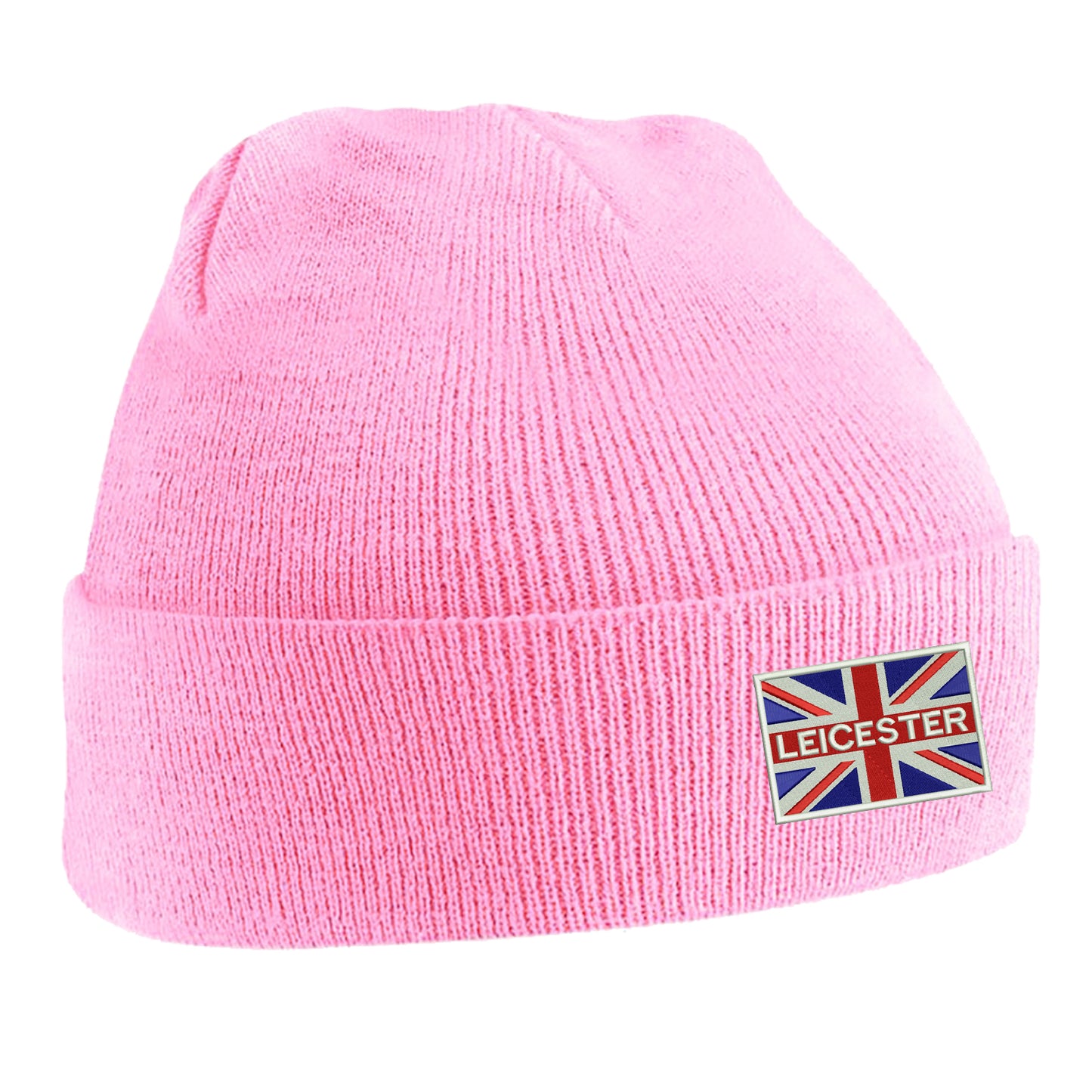 Leicester Coloured Union Jack Embroidered Beanie Hat