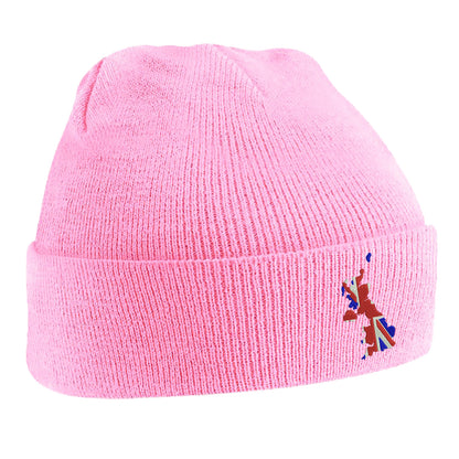United Kingdom Flag Map Embroidered Beanie Hat