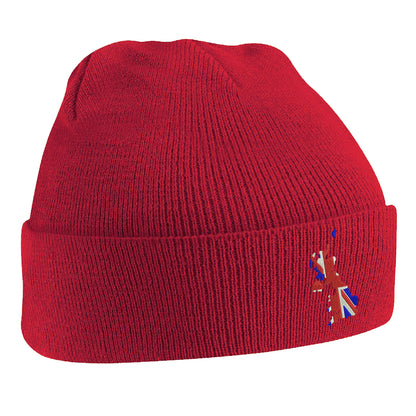 United Kingdom Flag Map Embroidered Beanie Hat