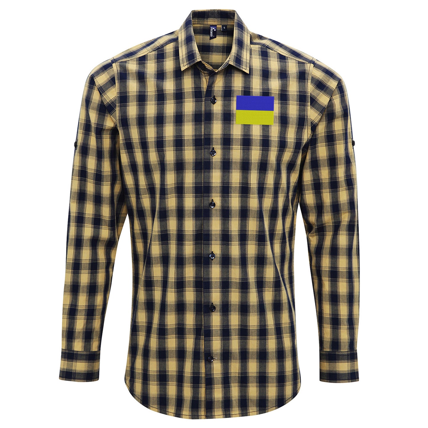 Flag of Ukraine Check Long Sleeve Shirt