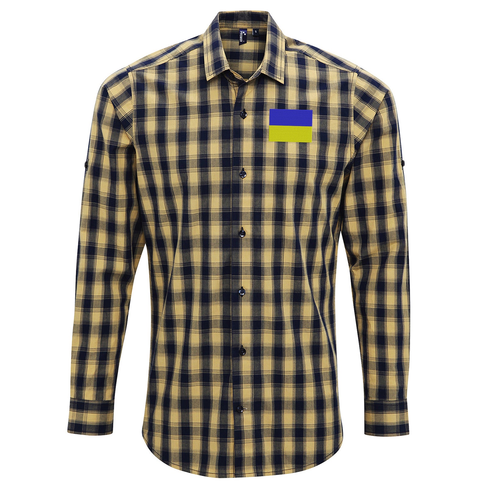 Flag of Ukraine Check Long Sleeve Shirt