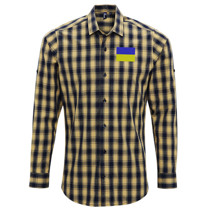 Flag of Ukraine Check Long Sleeve Shirt