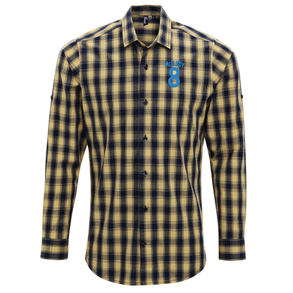 Jimmy McIlroy Burnley Football Check Long Sleeve Shirt 