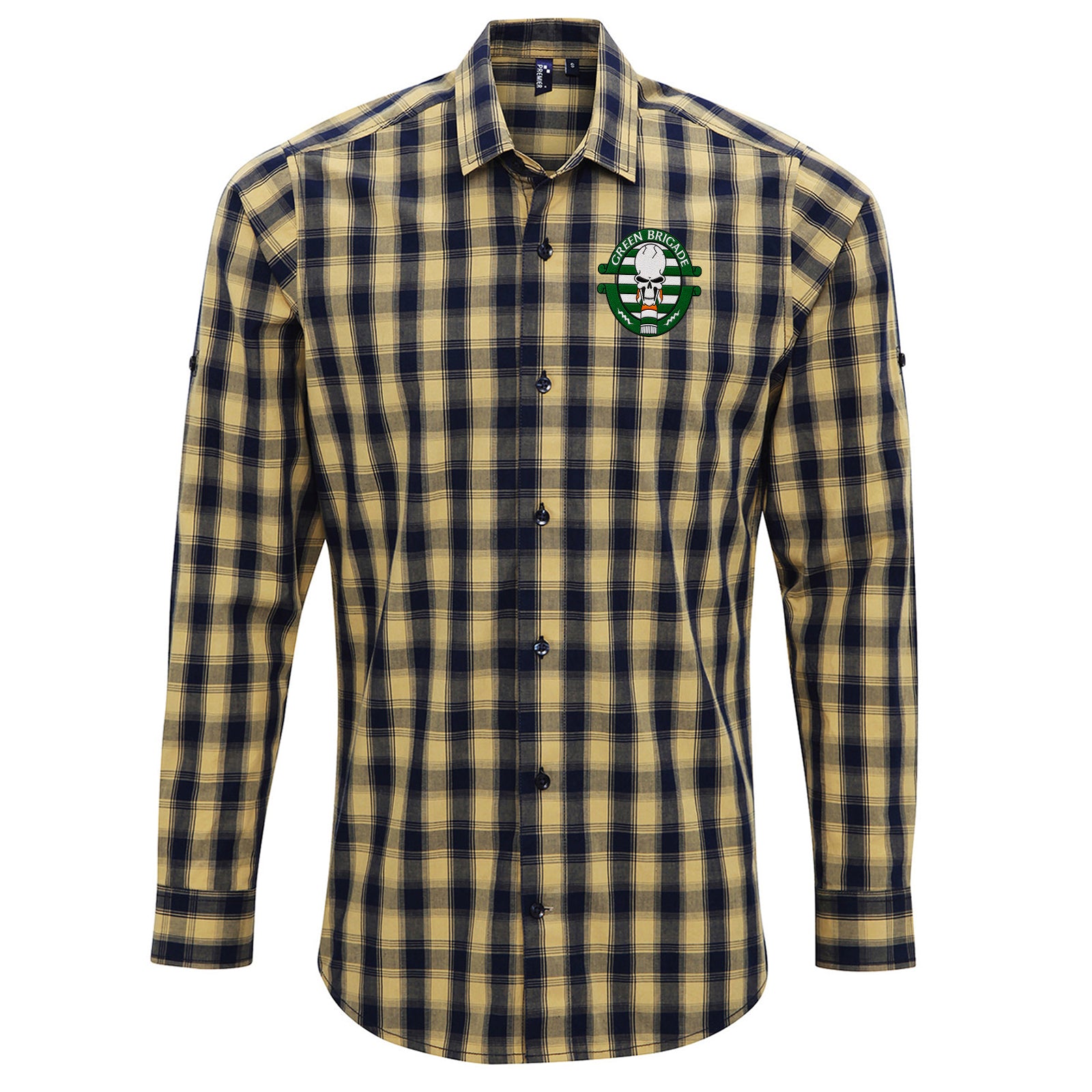 Green Brigade Celtic Football Check Long Sleeve Shirt 