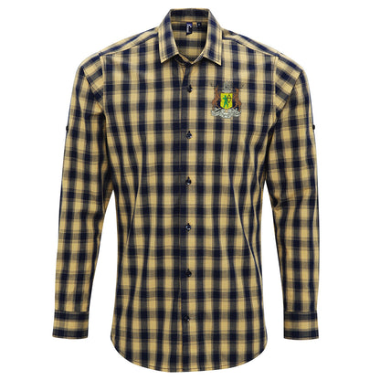Retro Notts County 1962 Embroidered Long Sleeve Mulligan Check Shirt