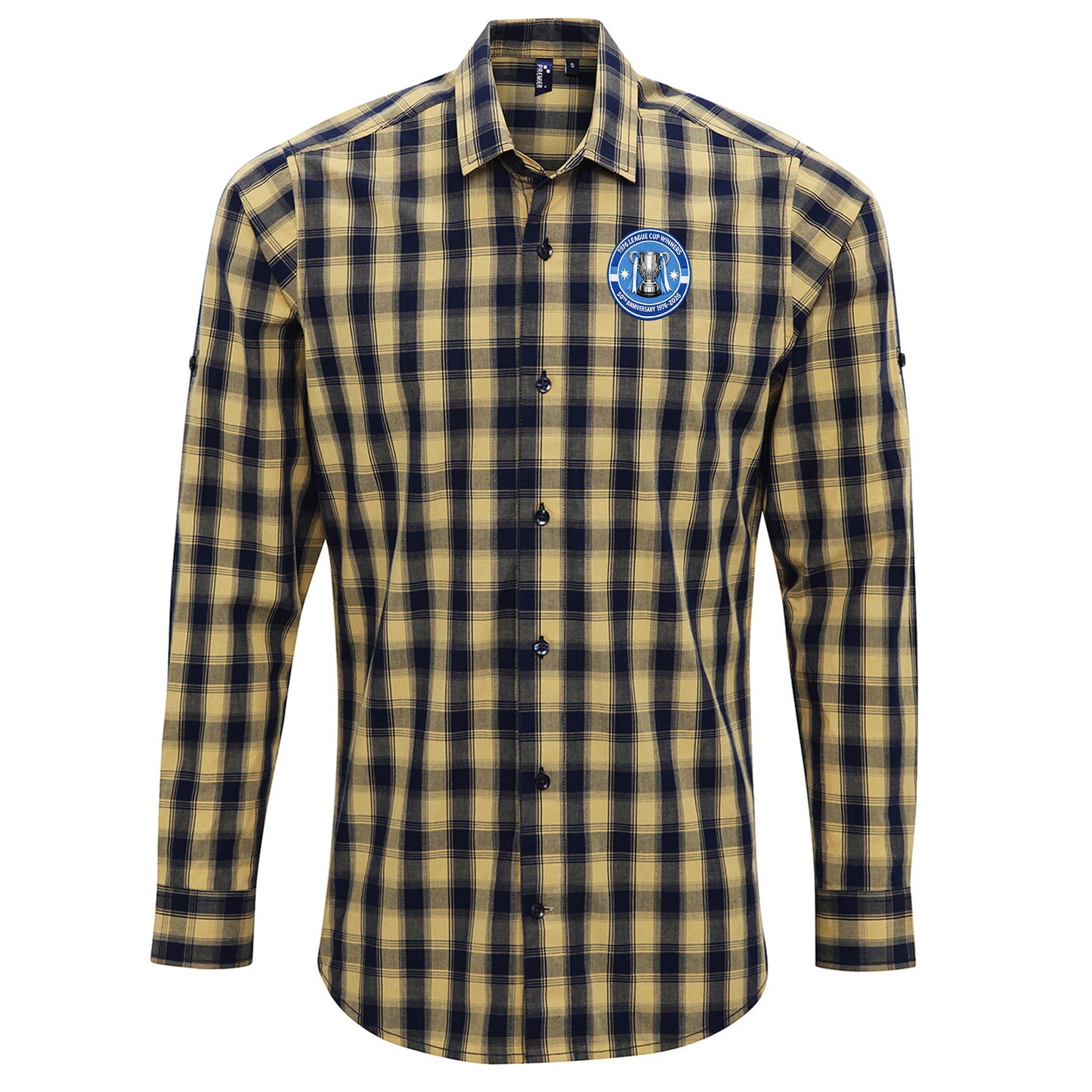 Man City League Cup 1975-1976 Check Long Sleeve Shirt