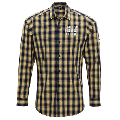 Thank You for Being a Friend Check Long Sleeve Shirt