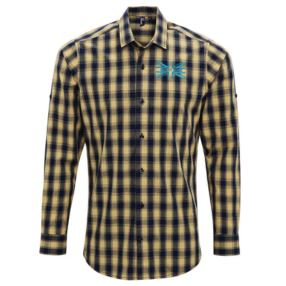 No Nay Never Union Jack Embroidered Long Sleeve Mulligan Check Shirt