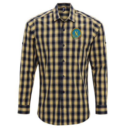 Retro Napoli 1970s Embroidered Long Sleeve Mulligan Check Shirt