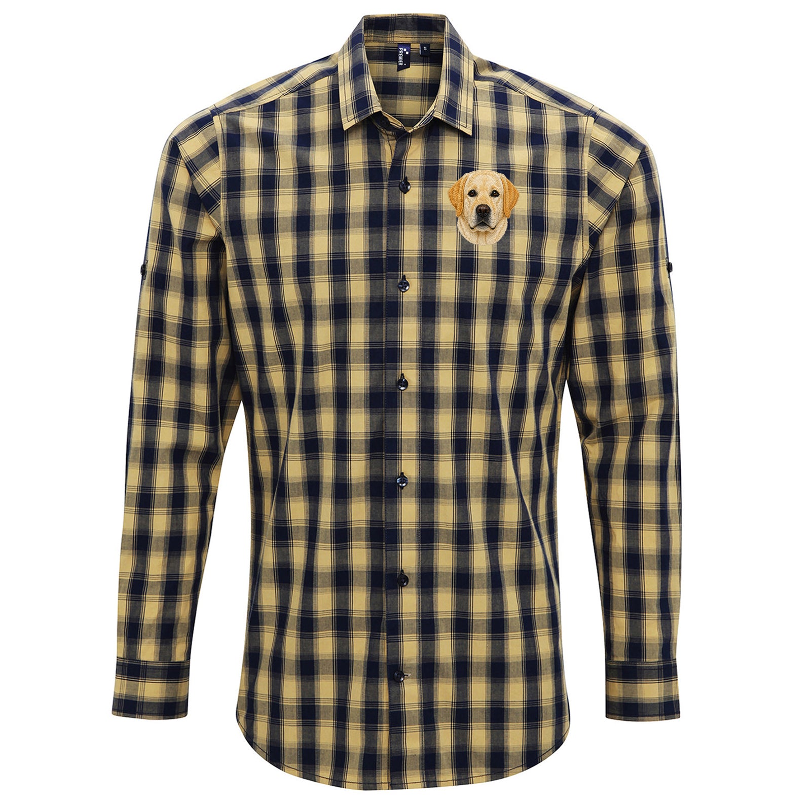 Labrador Dog Face Check Long Sleeve Shirt 