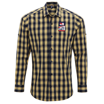 Fly Royal Navy Check Long Sleeve Shirt