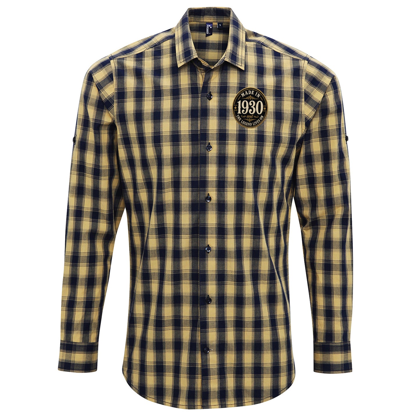Made in 1930 Birthday Check Long Sleeve Shirt