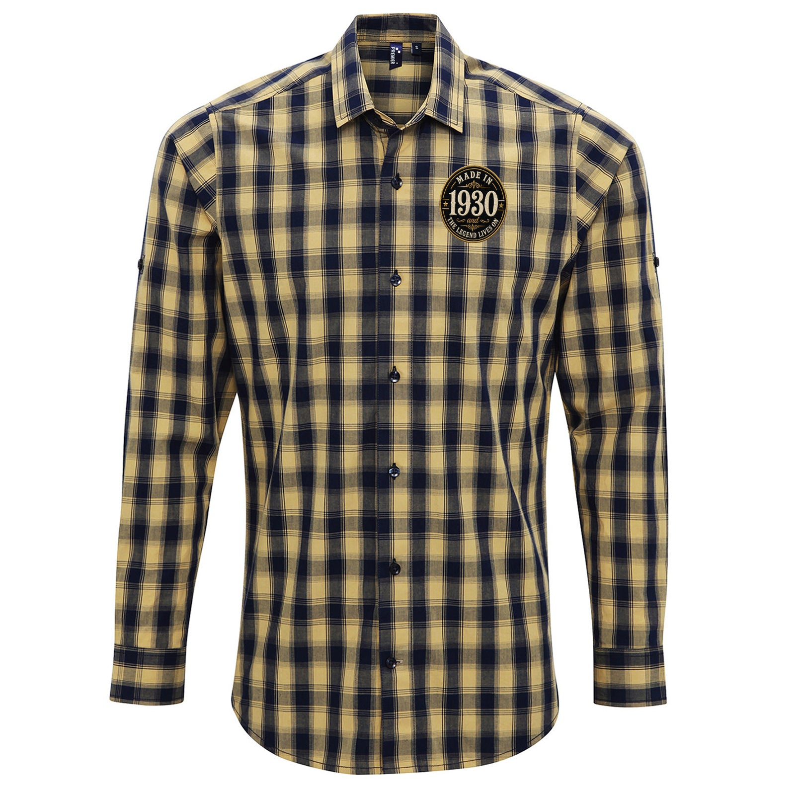 Made in 1930 Birthday Check Long Sleeve Shirt