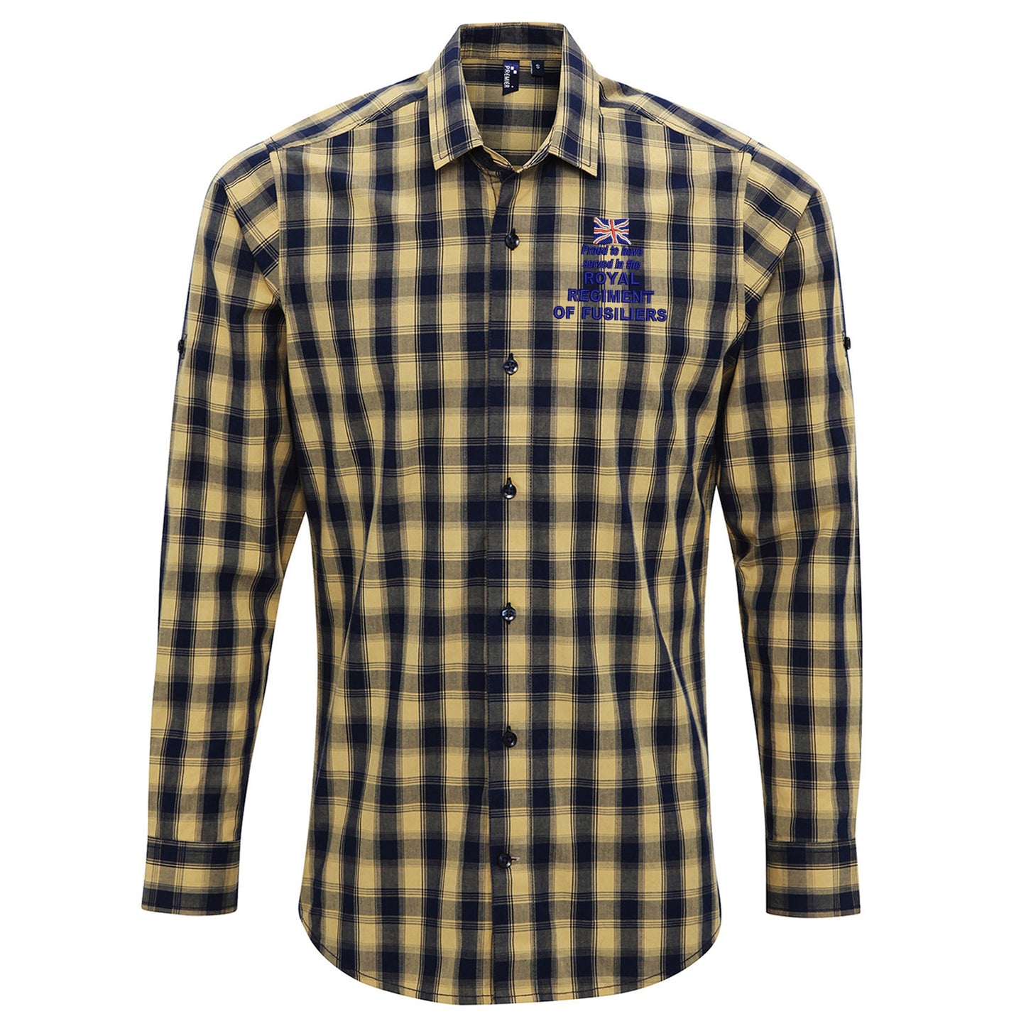 Proud to Have Served in The Royal Regiment of Fusiliers Embroidered Long Sleeve Mulligan Check Shirt