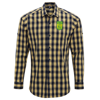 Retro Newton Heath LYR Embroidered Long Sleeve Mulligan Check Shirt