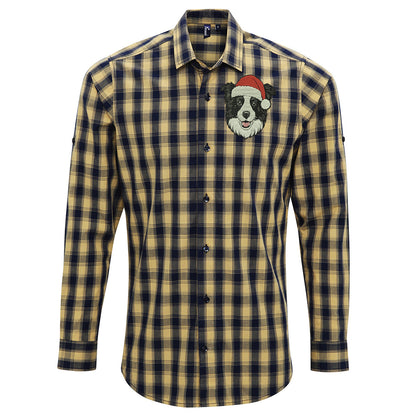 Border Collie Christmas Check Long Sleeve Shirt