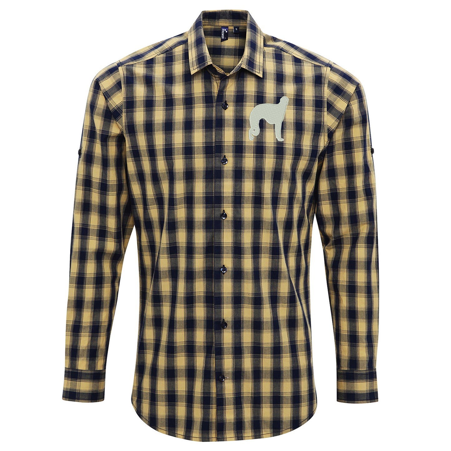 Borzoi Embroidered Long Sleeve Mulligan Check Shirt
