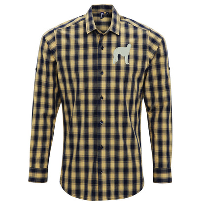 Borzoi Embroidered Long Sleeve Mulligan Check Shirt