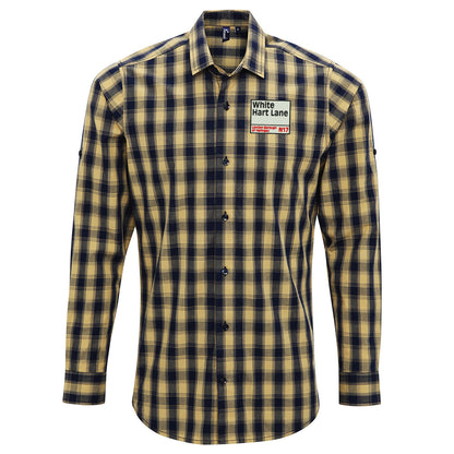 Retro White Hart Lane Check Long Sleeve Shirt
