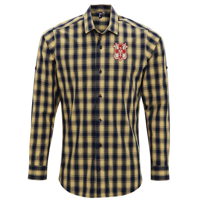 Retro Lincoln 1950s Embroidered Long Sleeve Mulligan Check Shirt