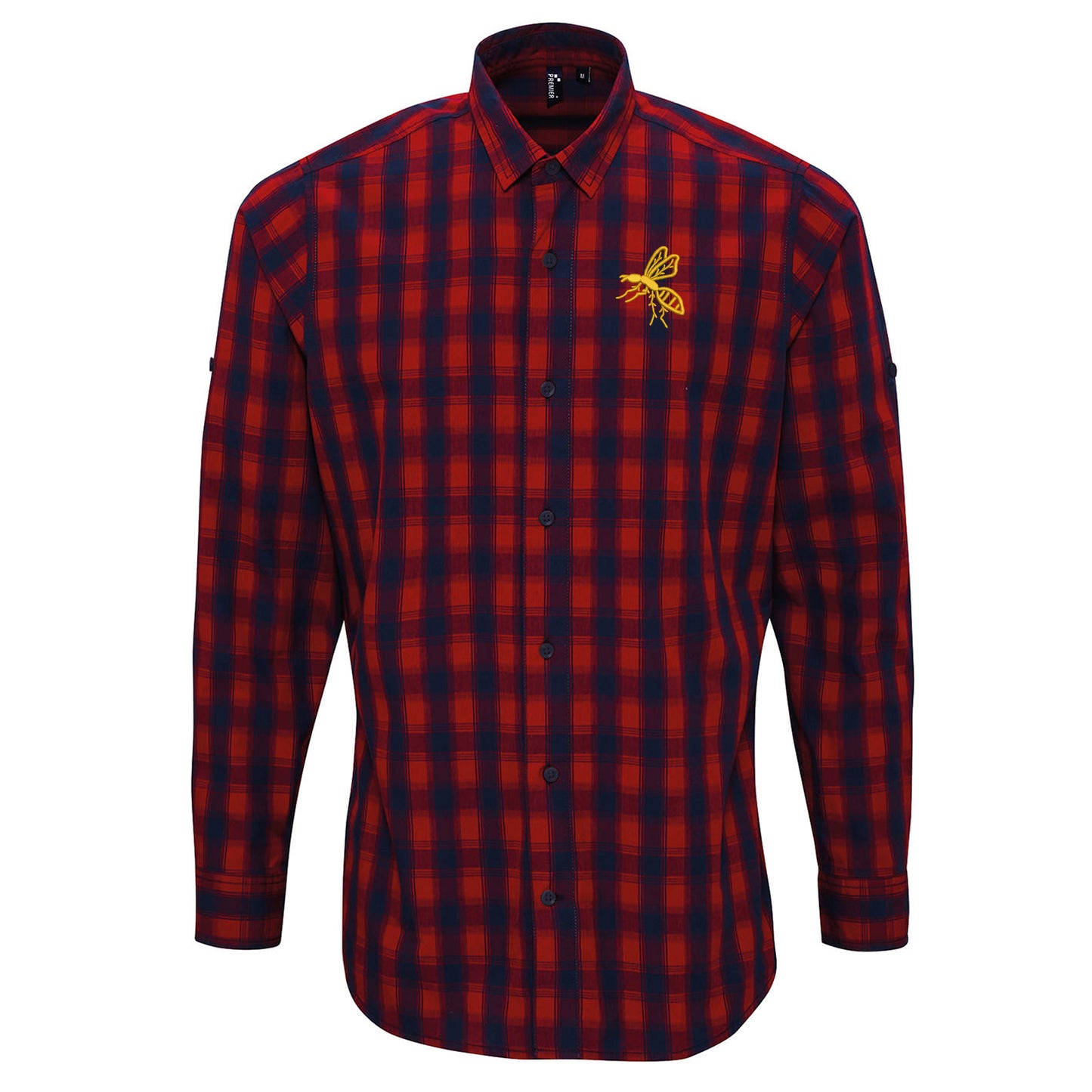 Retro Wasps 1867 Embroidered Long Sleeve Mulligan Check Shirt