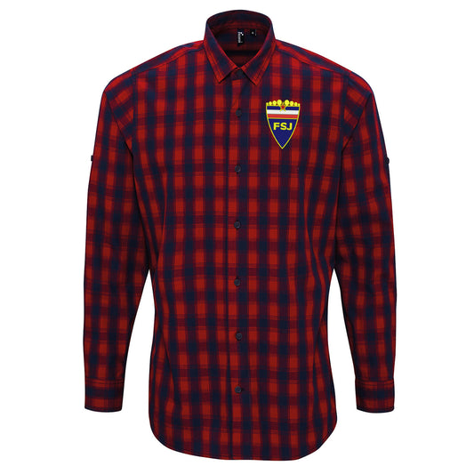 Retro Yugoslavia 1945 Embroidered Long Sleeve Mulligan Check Shirt