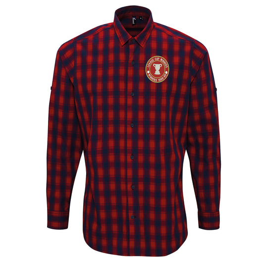 Retro Swindon Town Football League Cup Winners 1969 Embroidered Long Sleeve Mulligan Check Shirt