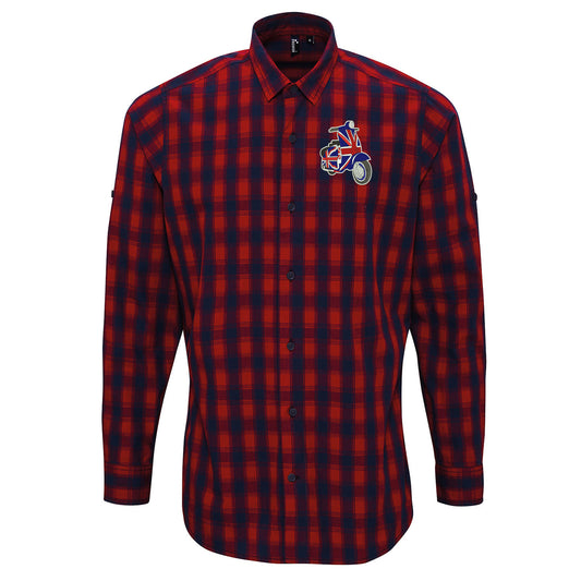 MOD Union Jack Scooter Embroidered Long Sleeve Mulligan Check Shirt