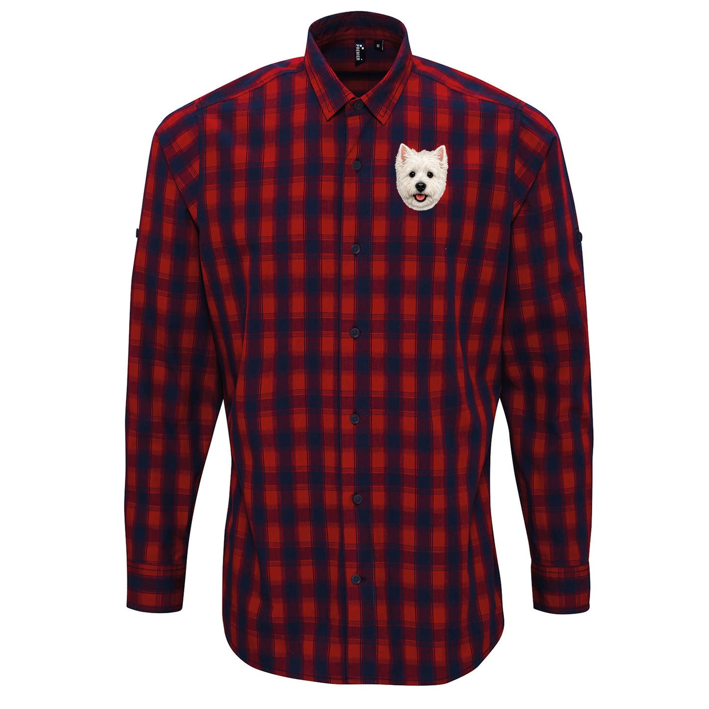 Westie Dog Face Check Long Sleeve Shirt 