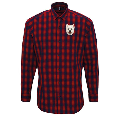 Westie Dog Face Check Long Sleeve Shirt 