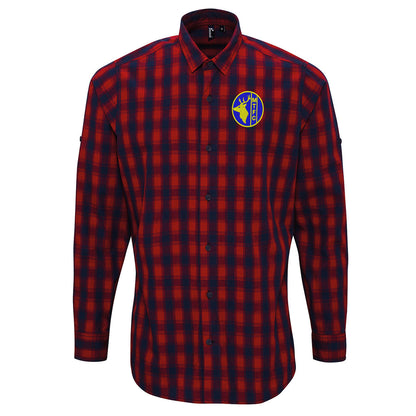 Retro Mansfield 1984 Embroidered Long Sleeve Mulligan Check Shirt