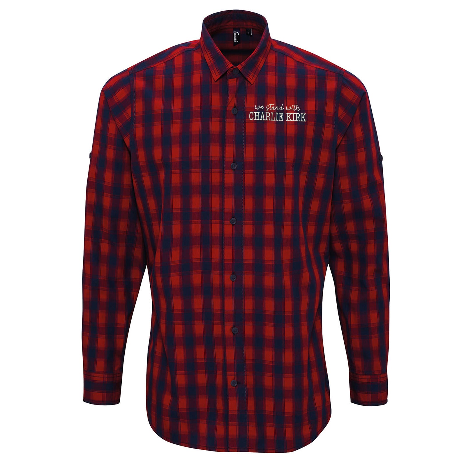We Stand With Charlie Kirk Check Long Sleeve Shirt