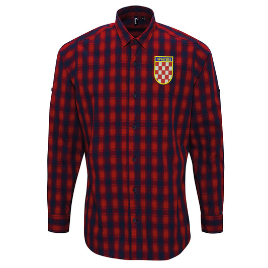 Retro Croatia 1960s Check Long Sleeve Shirt