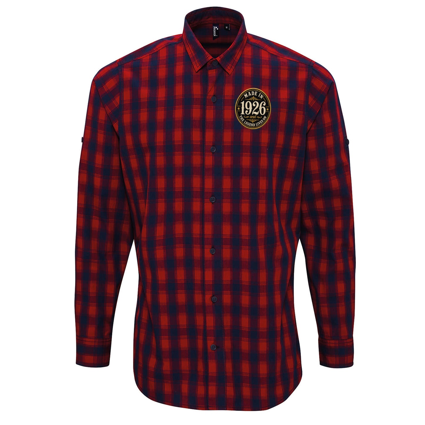 Made in 1926 Birthday Check Long Sleeve Shirt