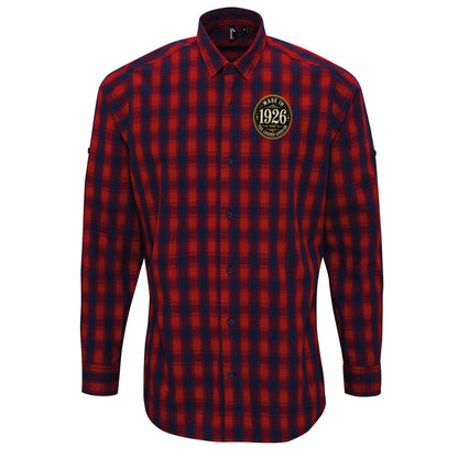 Made in 1926 Birthday Check Long Sleeve Shirt